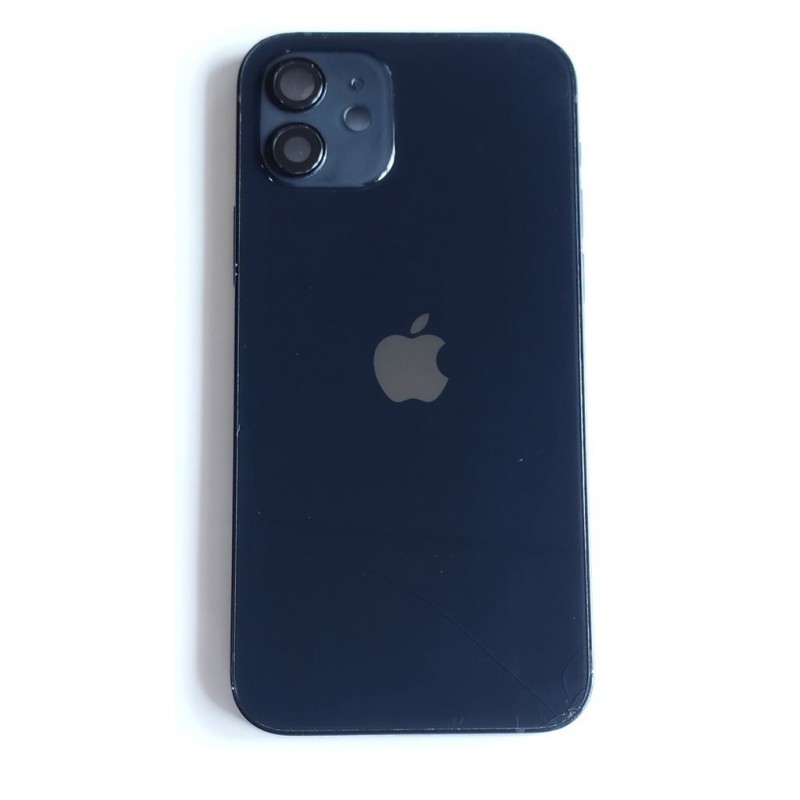 Capac cu rama iPhone 12 original swap bleumarin