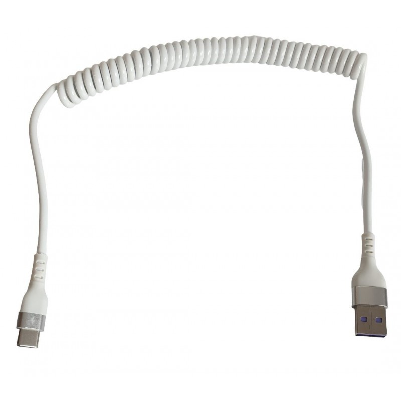 Cablu USB 2.0 A la USB tipe C spiralat alb