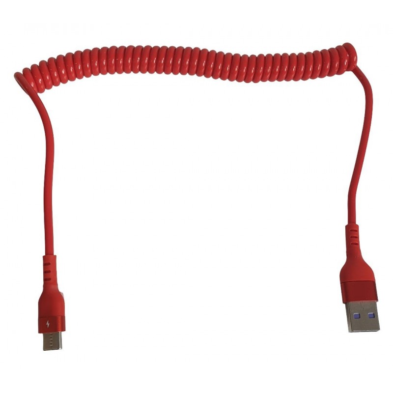 Cablu USB 2.0 A la USB tip C spiralat rosu