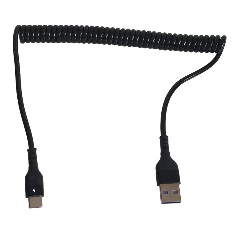 Cablu USB 2.0 A la USB tipe C spiralat negru