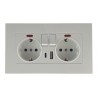 Priza dubla cu impamantare si indicator luminos, USB-A , USB-C mobilier sau rigips