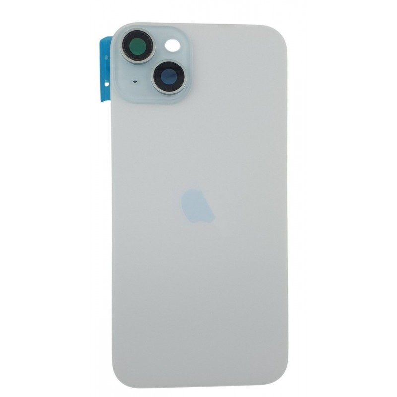 Capac iPhone 15 Plus cu geam camera alb si magnet