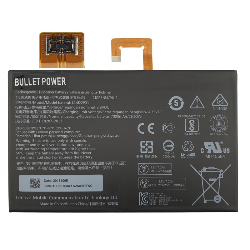 Acumulator Lenovo TAB 2, L14D2P31 conector mic