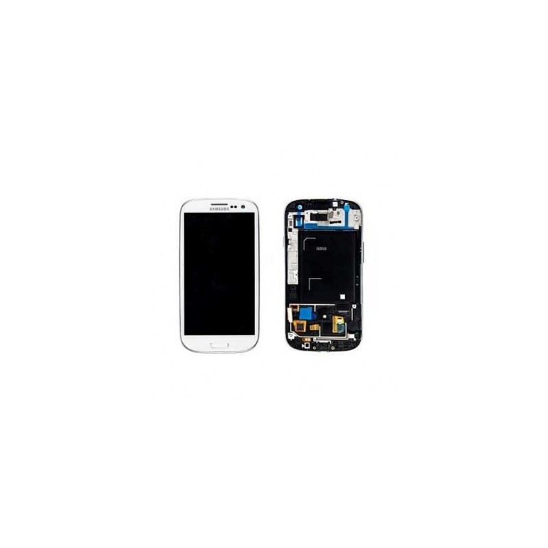i9300 Display Samsung Galaxy SIII modul complet cu rama si touch screen swap alb sau albastru